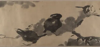 荷花水鸟图